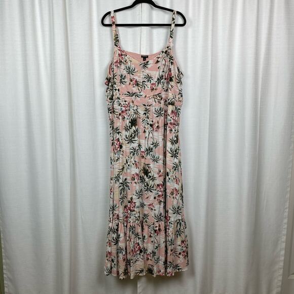 Torrid Pink&Green Tropical Print Maxi Dress Sz.4 - Picture 4 of 14